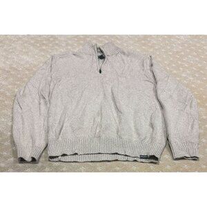 Eddie Bauer Sweater Men's L Beige 1/4 Zip Mock Neck Ribbed Knit Pullover Cotton